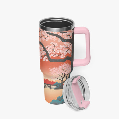 Springtime Serenity Tumbler Cup Pink Handle