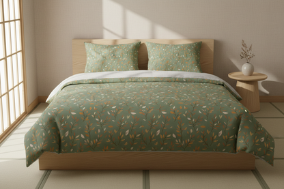 Japanese Sage Green Duvet Set - 100% Cotton Bedding