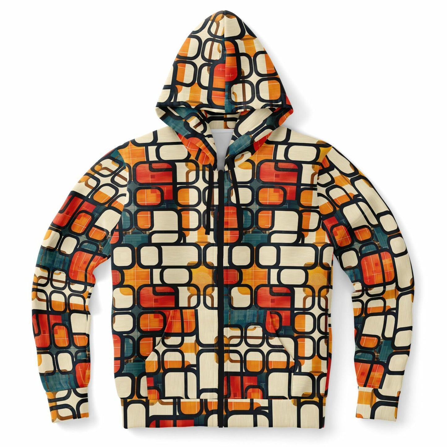 Enso Rounded Grid Zip - Up Hoodie - 