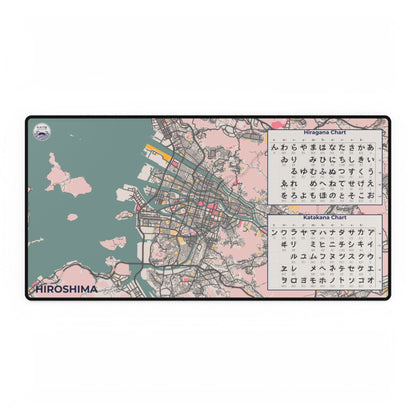 Hiroshima Map Desk Mat | Colorful & Educational Desk Pad - 