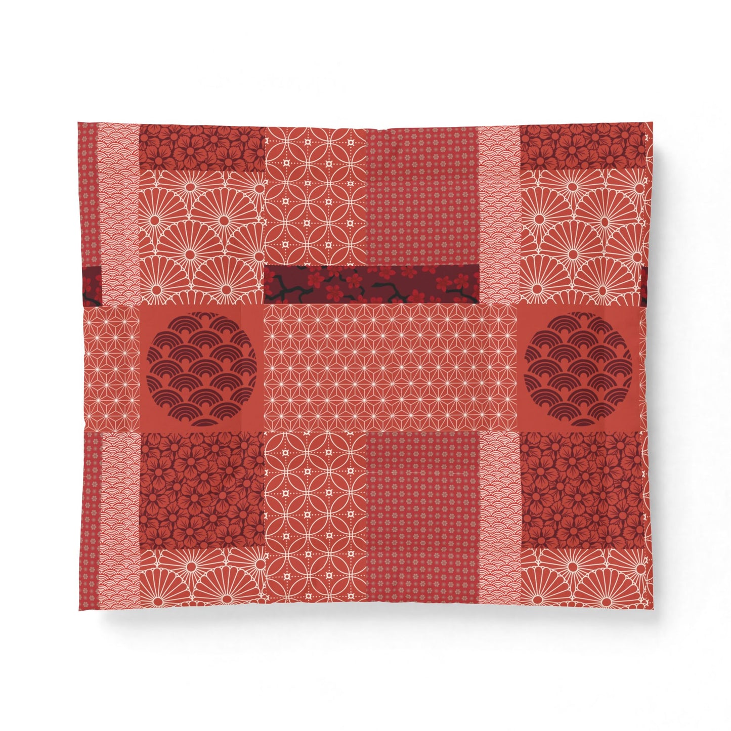 Red and white patterned fabric on a white background. Cotton Heritage