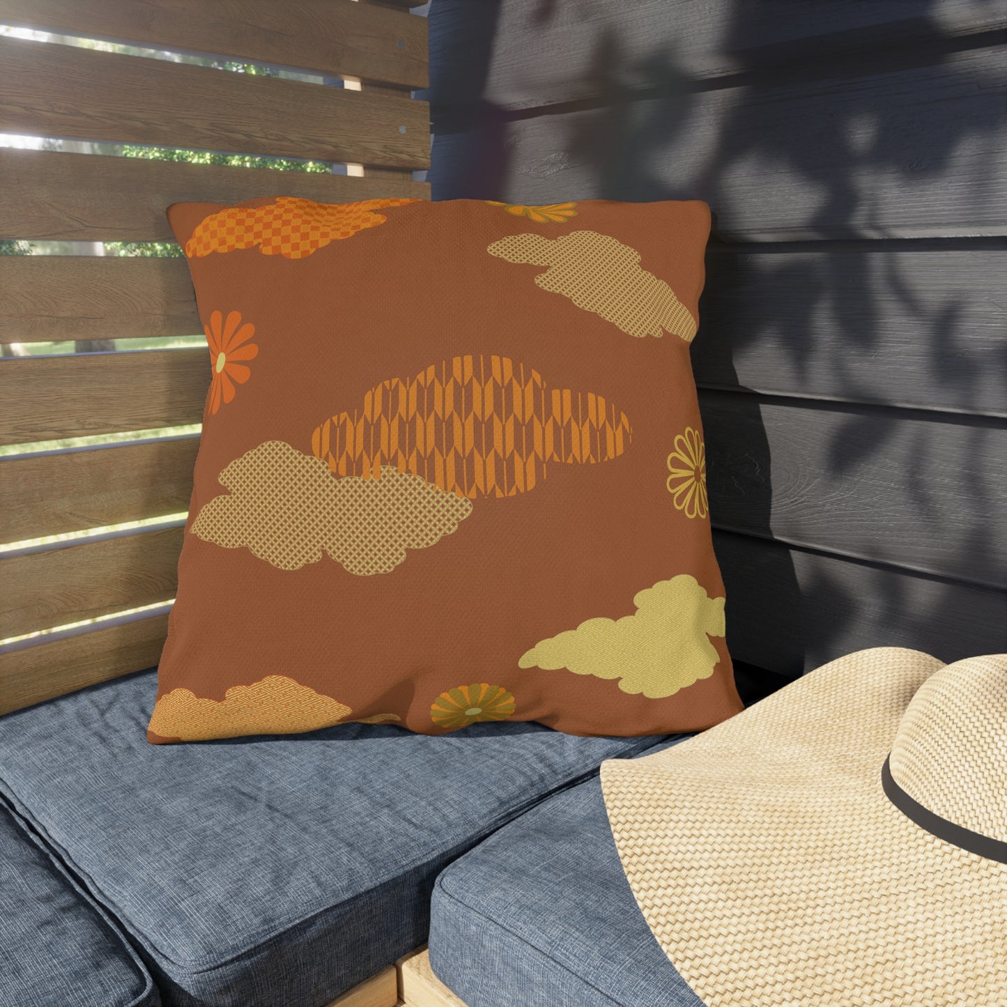 Retro Japanese Clouds Outdoor Pillows