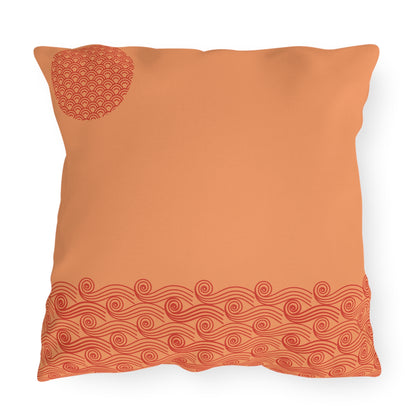 Japanese Sun-Kissed Waves Outdoor Pillows