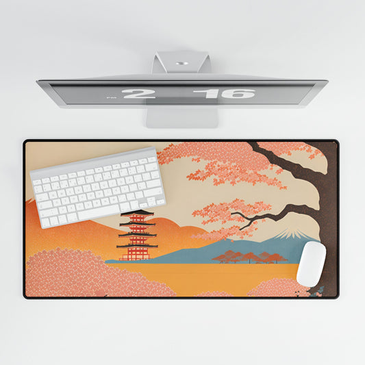 Five-Storied Pagoda Desk Mat | Large Mousepad for Work