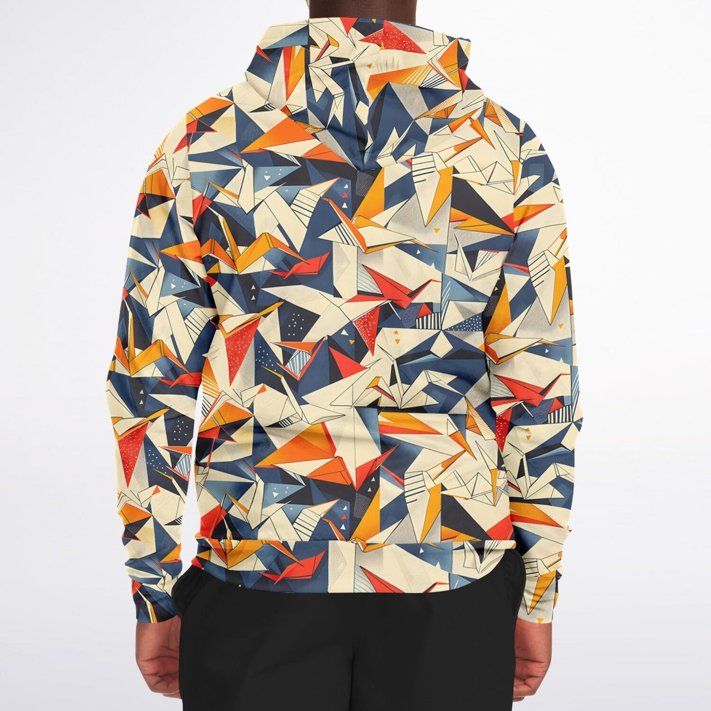 Abstract Geometric Origami Style Zip - Up Hoodie - 