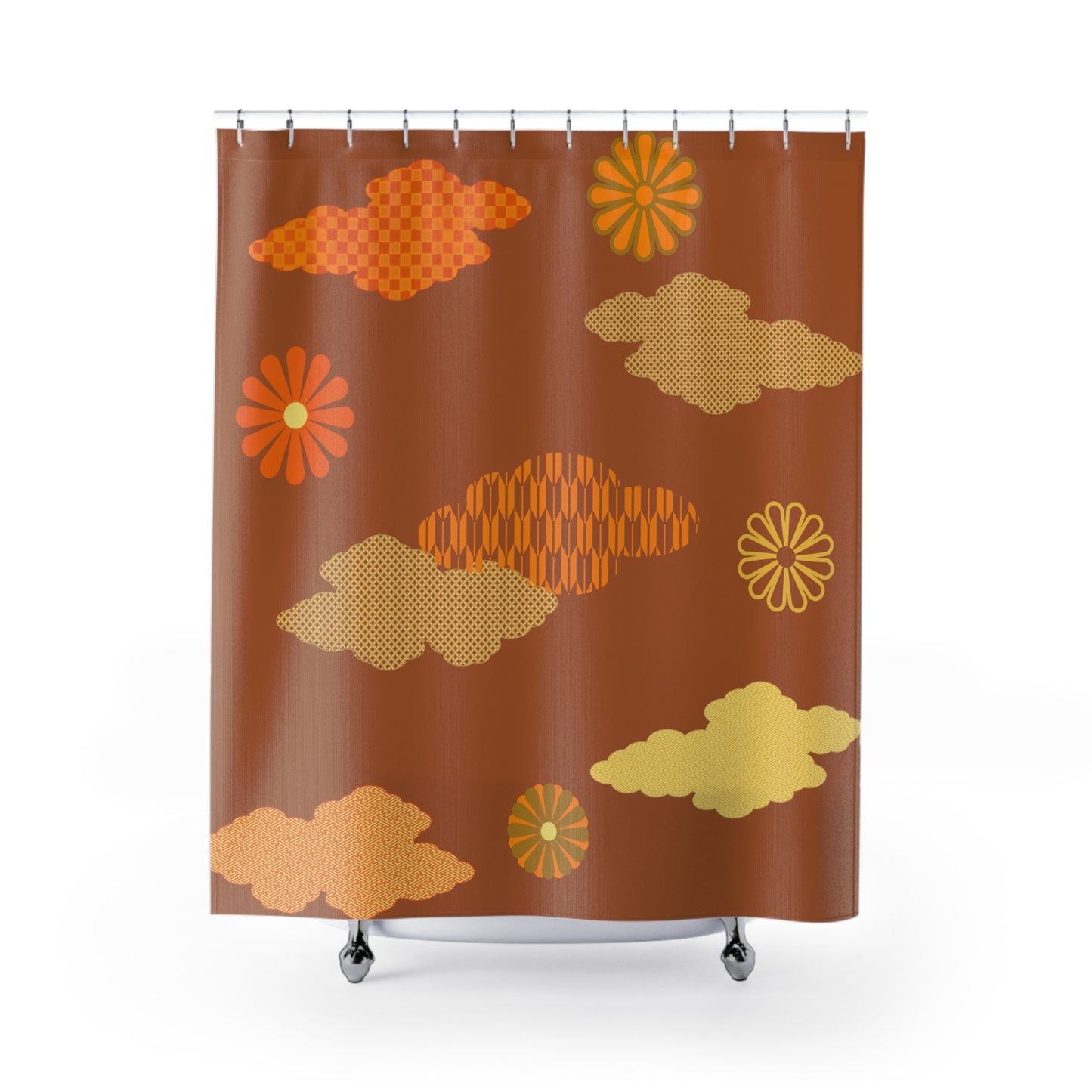 Retro Japanese Clouds Shower Curtains