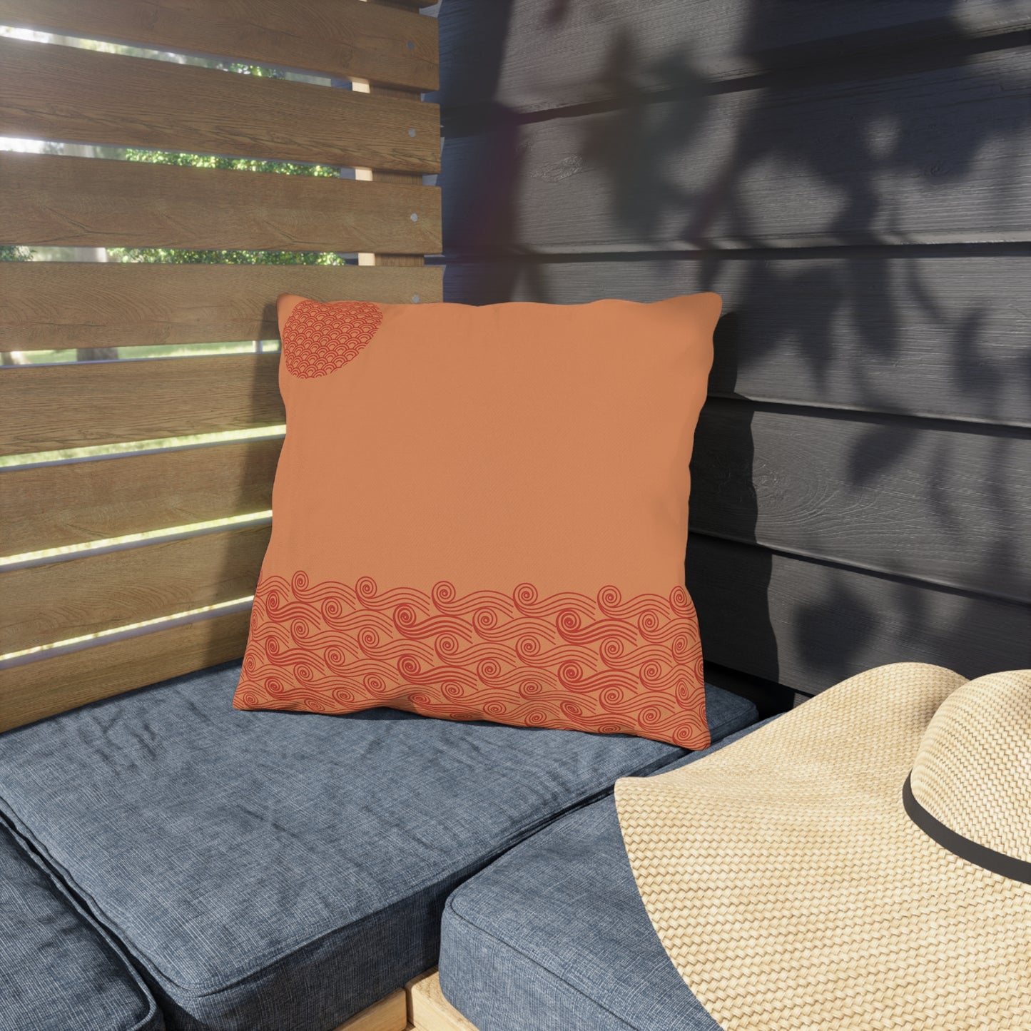 Japanese Sun-Kissed Waves Outdoor Pillows