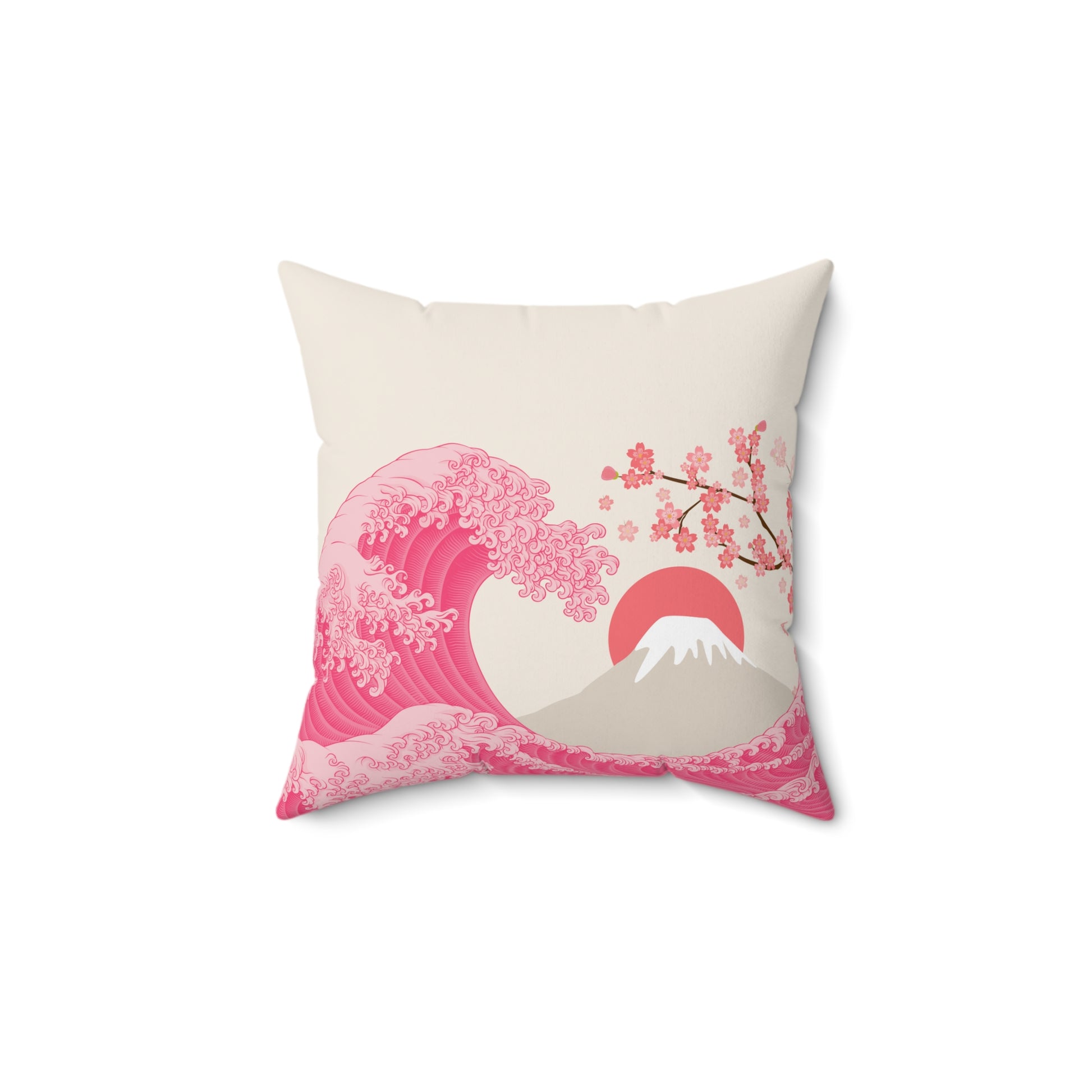 The Pink Great Wave Square Pillow