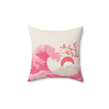 The Pink Great Wave Square Pillow