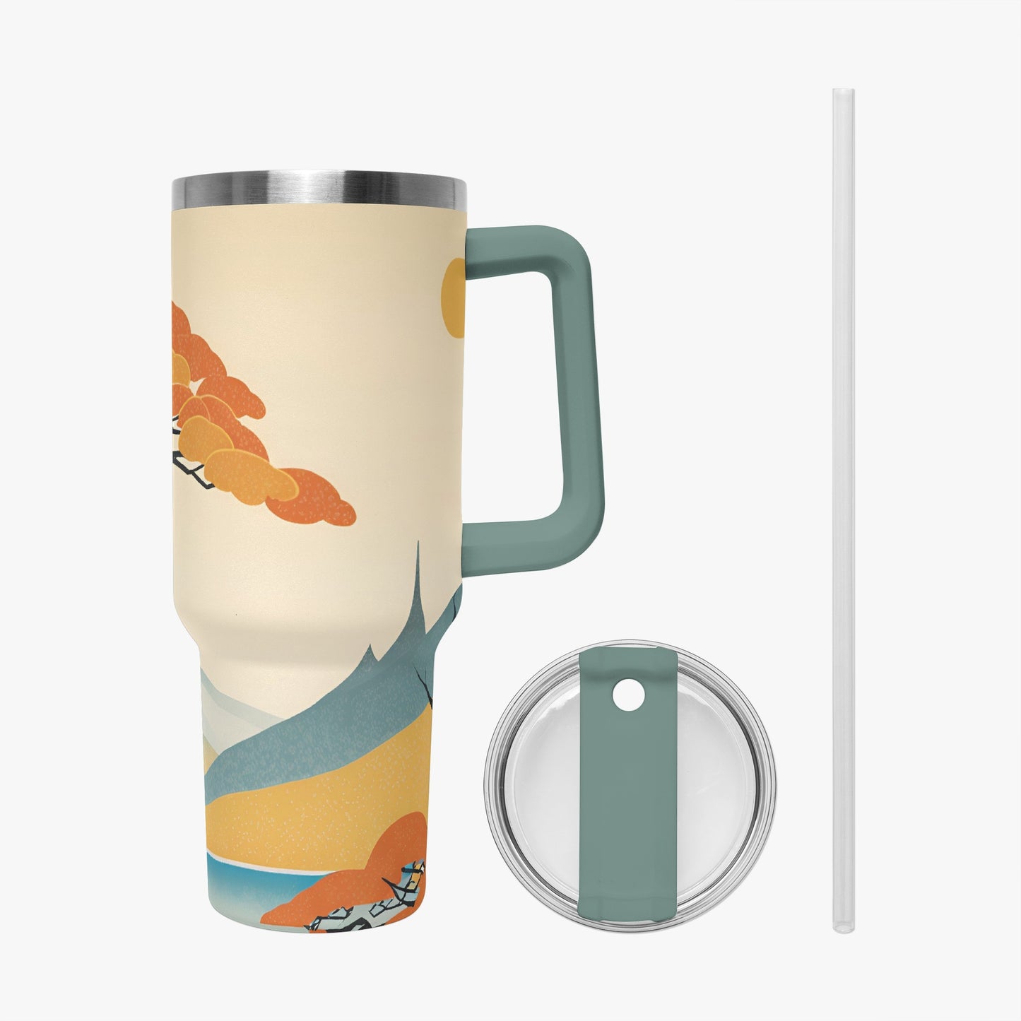 Autumn Majesty Tumbler Cup grey/green Handle