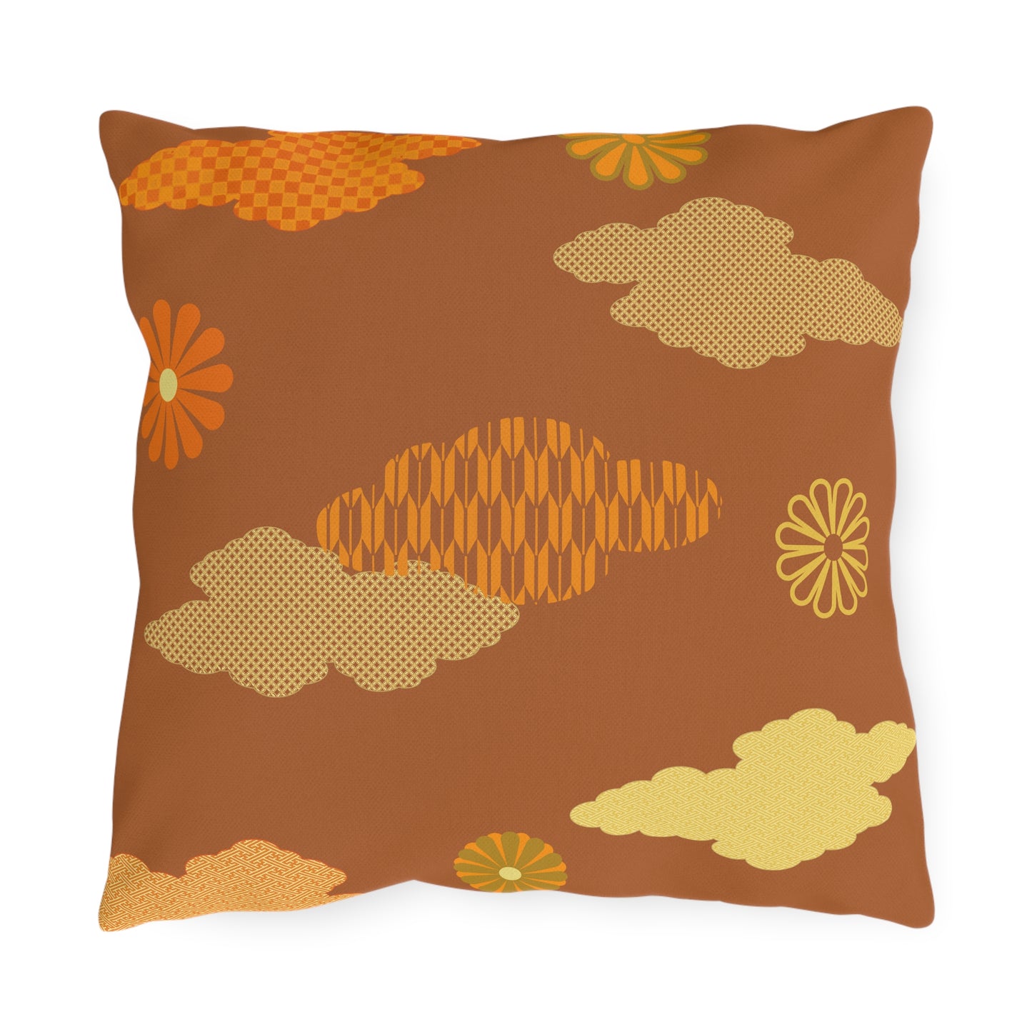 Retro Japanese Clouds Outdoor Pillows