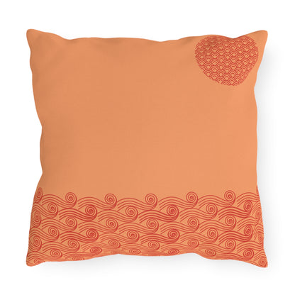 Japanese Sun-Kissed Waves Outdoor Pillows