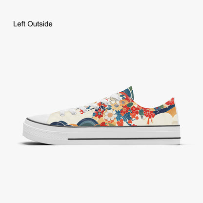 Floral patterned sneaker on a white background