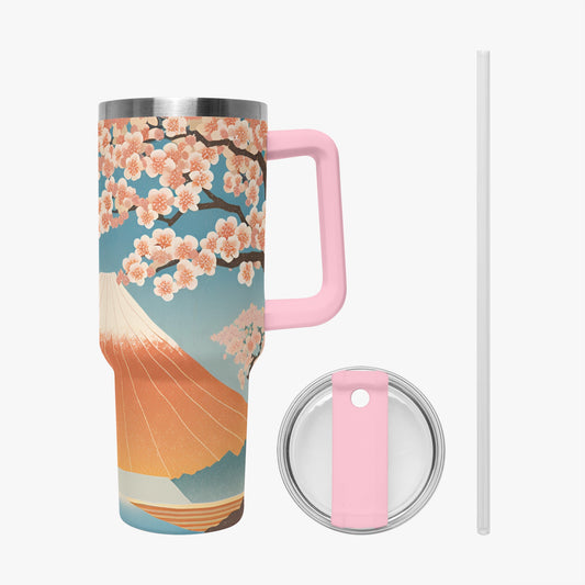 Cherry Blossom Majesty Tumbler Cup Pink Handle