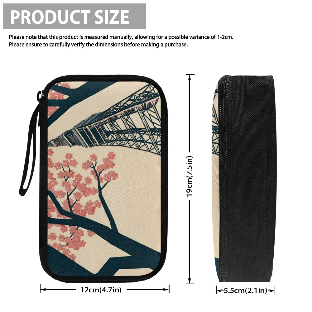 Product size measurement of a pouch with cherry blossom design