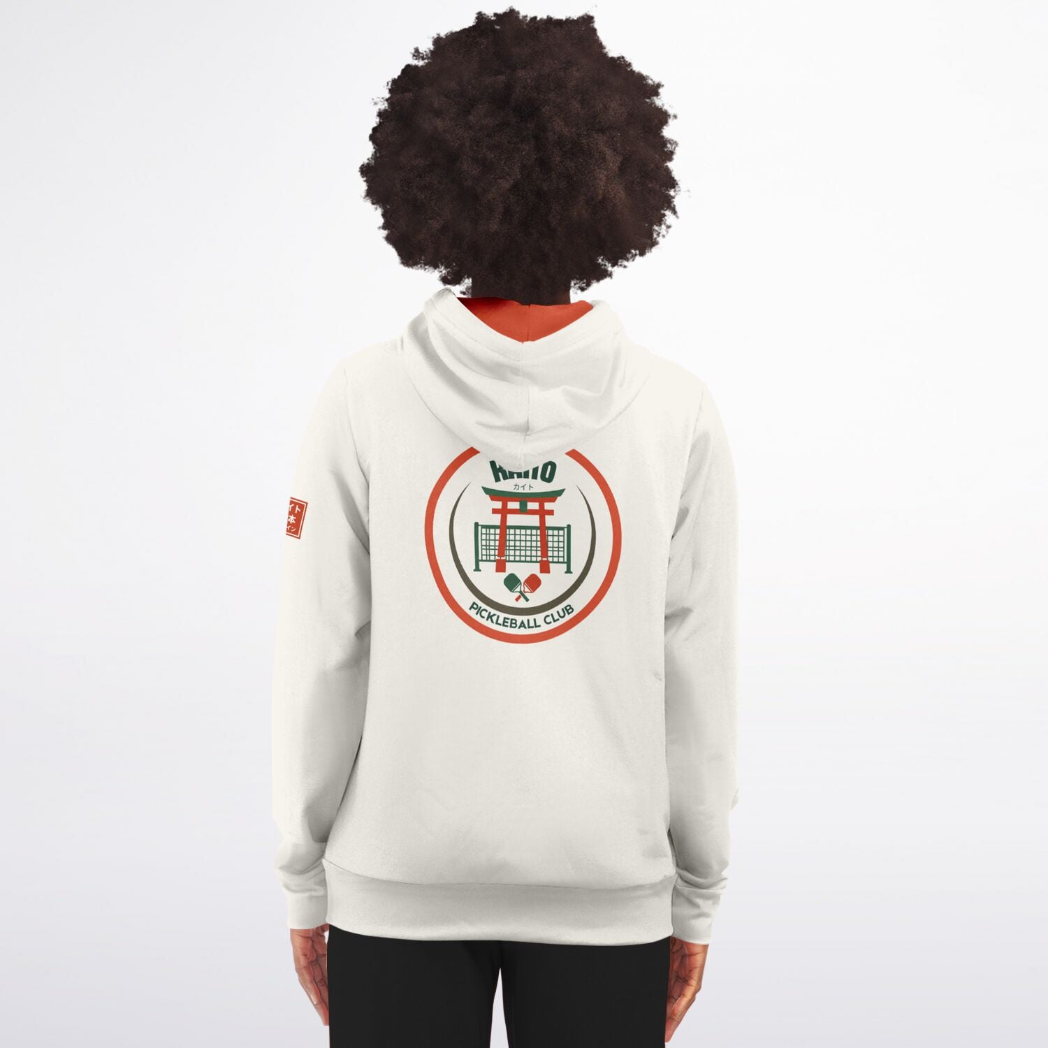 KAITO1977 Unisex Zip-Up Hoodie in a premium dark minimalist colorway featuring a clean Japanese stylized Pickleball Club crest on the chest.
