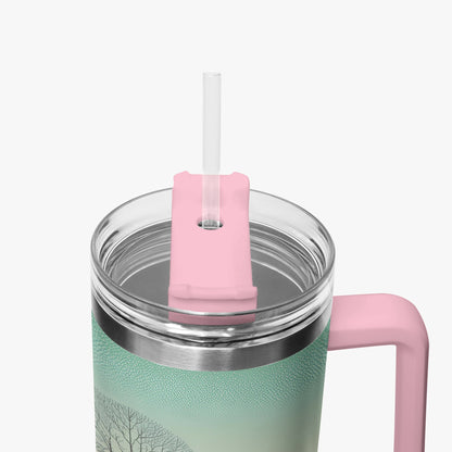 Winter's Solitude Tumbler Cup Pink Handle