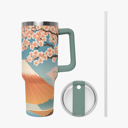 Cherry Blossom Majesty Tumbler Cup grey/green Handle