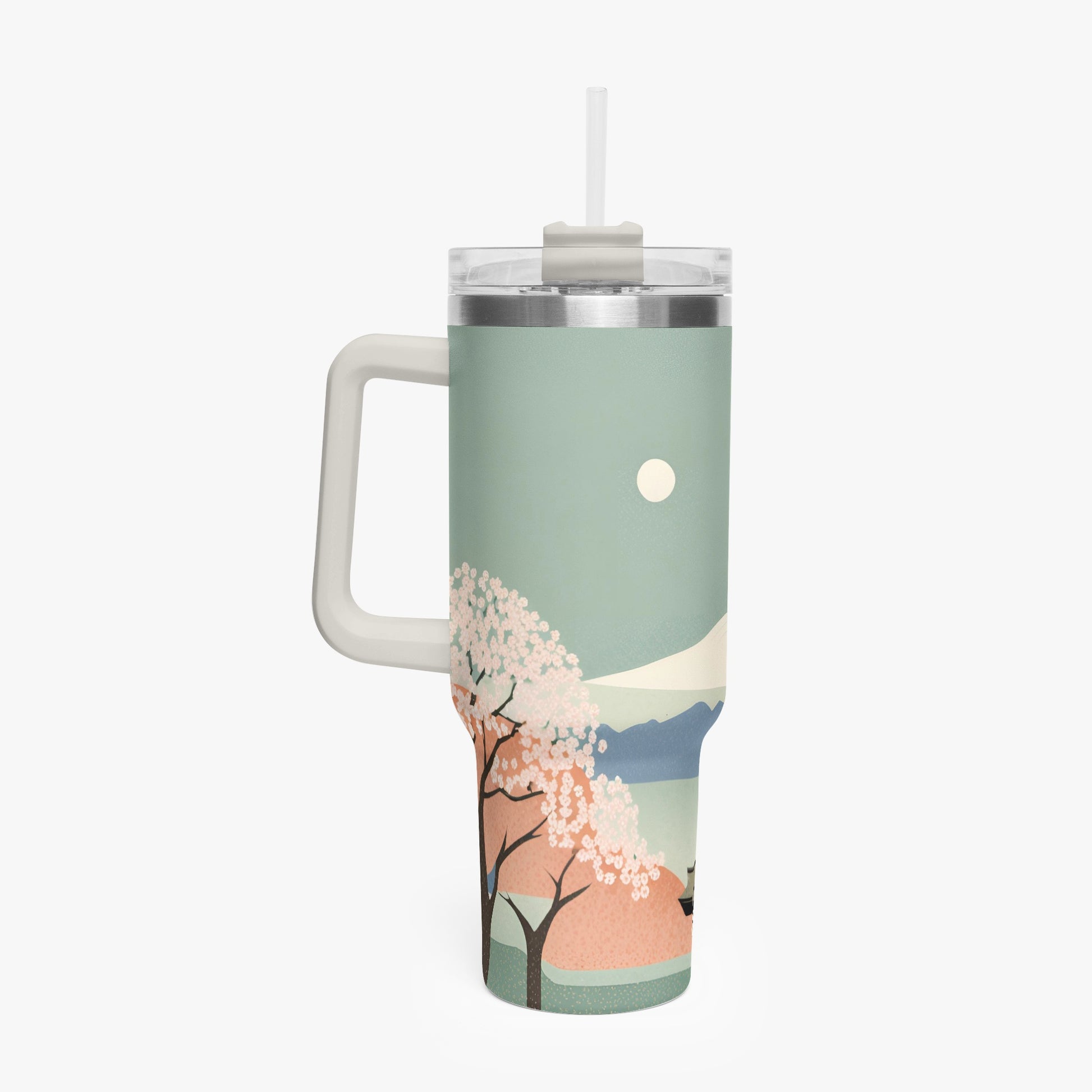 Spring Moon Tumbler Cup White Handle