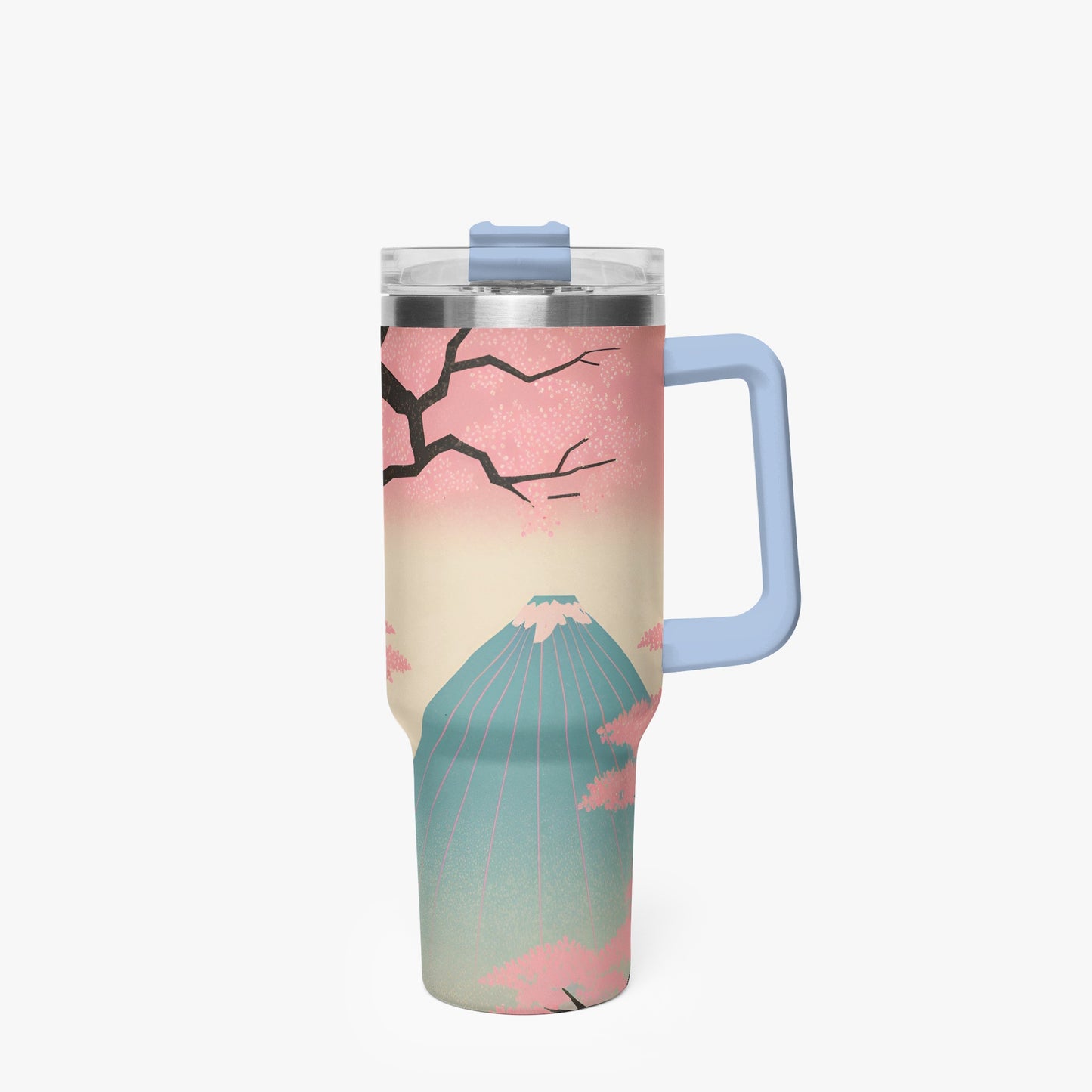 Fuji Dreams Car Tumbler Cup light blue Handle