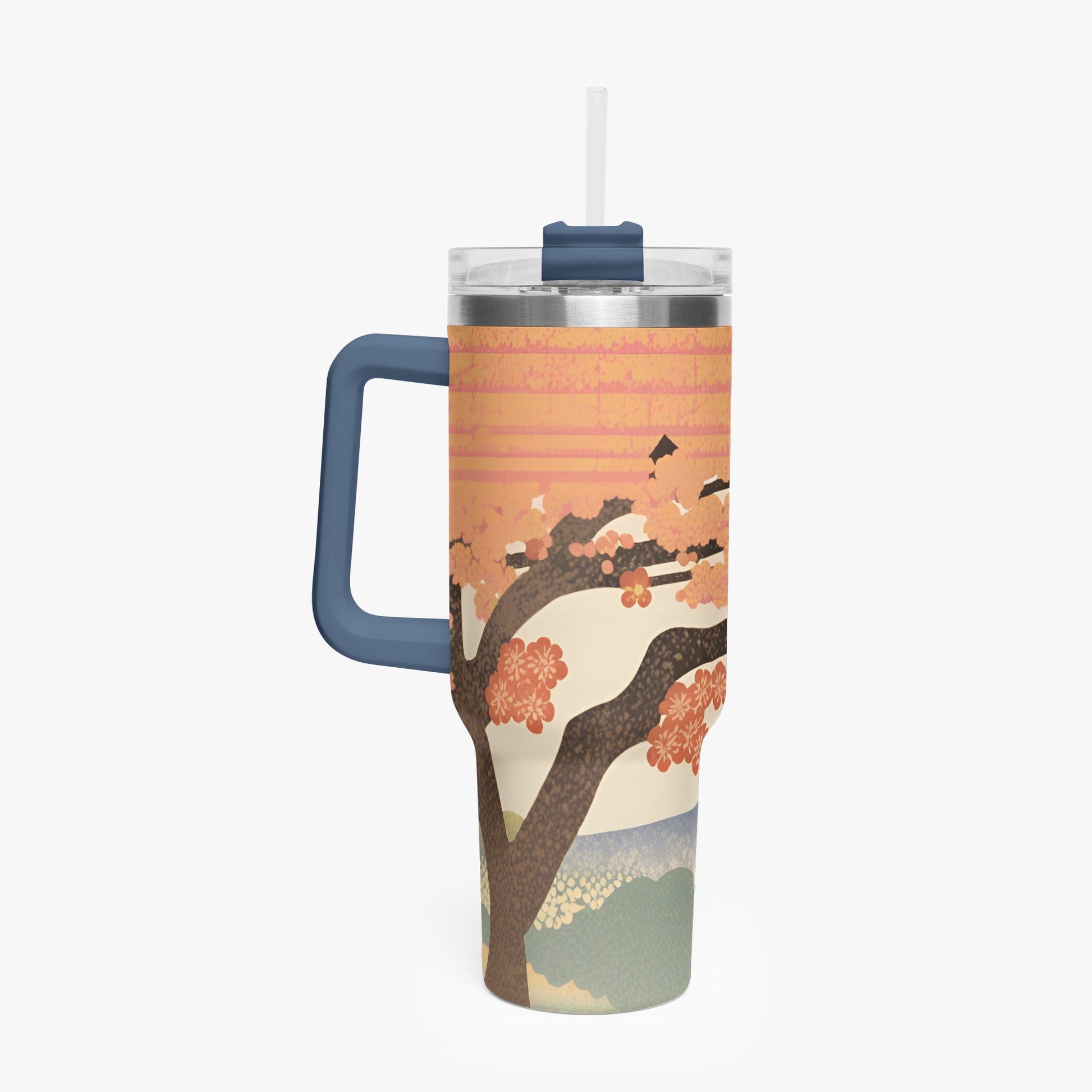 Sakura Sunrise Tumbler Cup Blue Handle