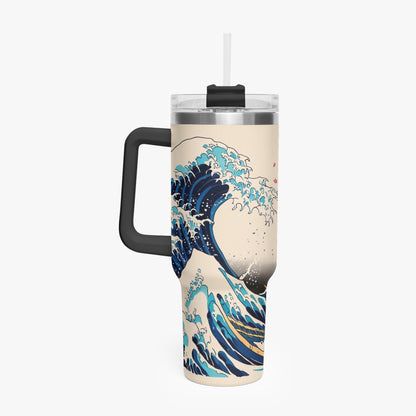 The Great Wave Tumbler Cup Black handle