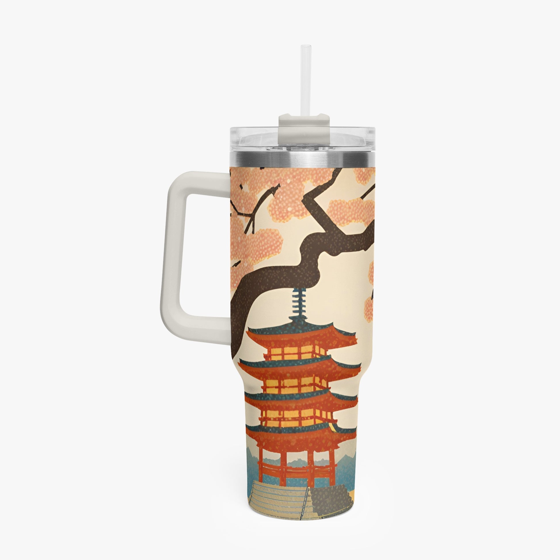 Pagoda Vista Tumbler Cup White Handle