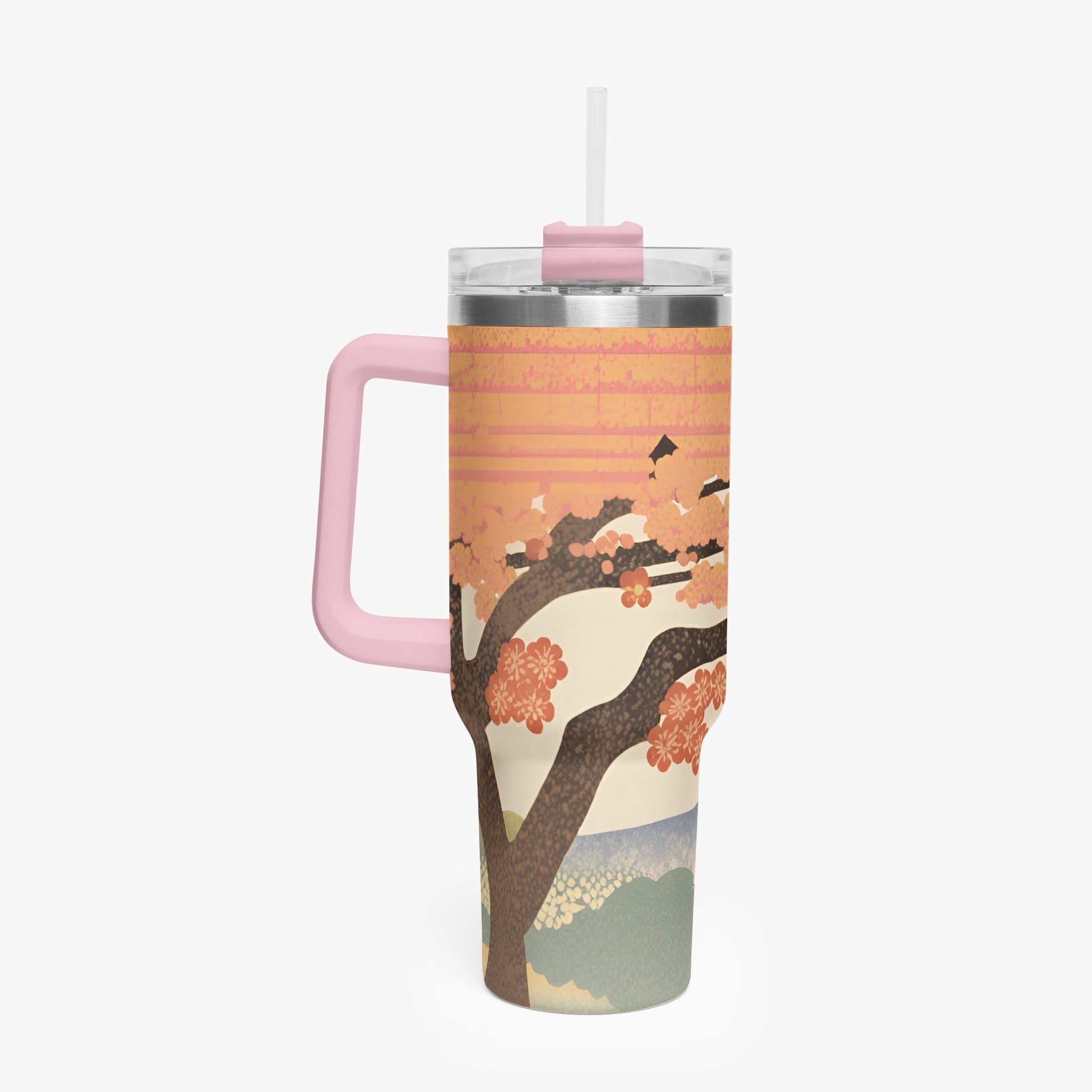 Sakura Sunrise Tumbler Cup Pink Handle