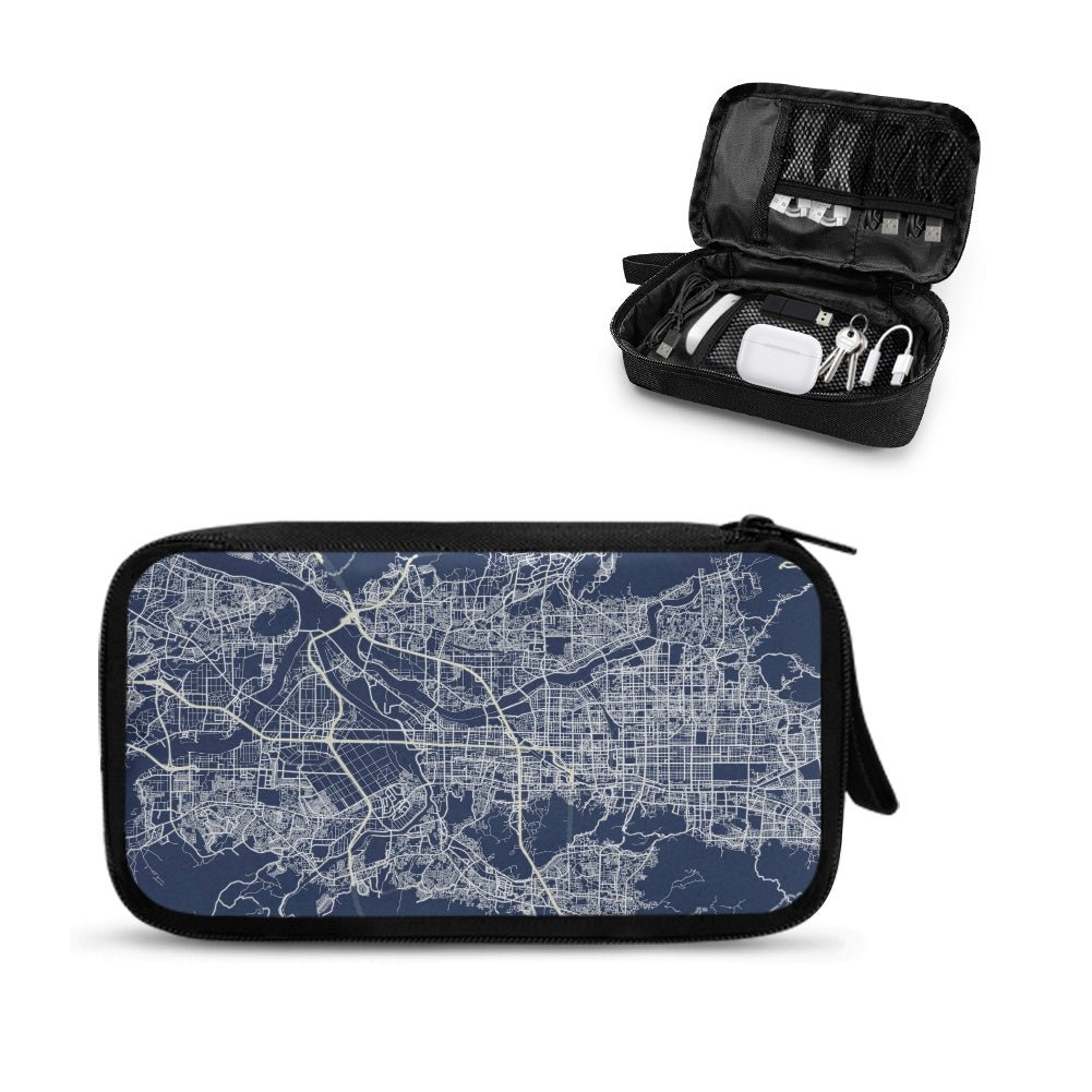 Tokyo Pastel Zen Tech Organizer | Tokyo Map Art Pouch | KAITO