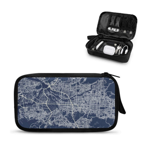 Blue Kyoto City Map Travel Tech Pouch - 
