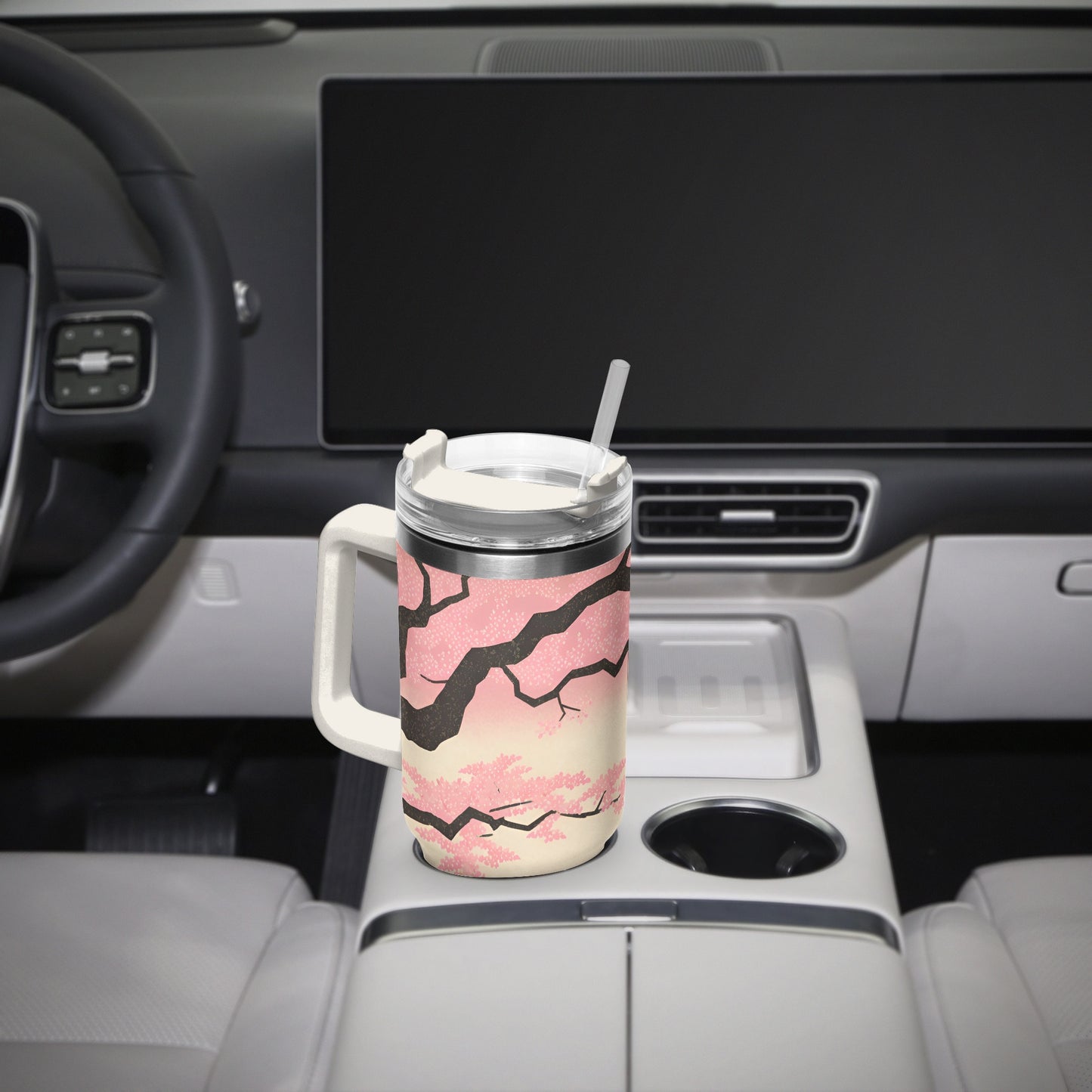 Fuji Dreams Car Tumbler Cup White Handle