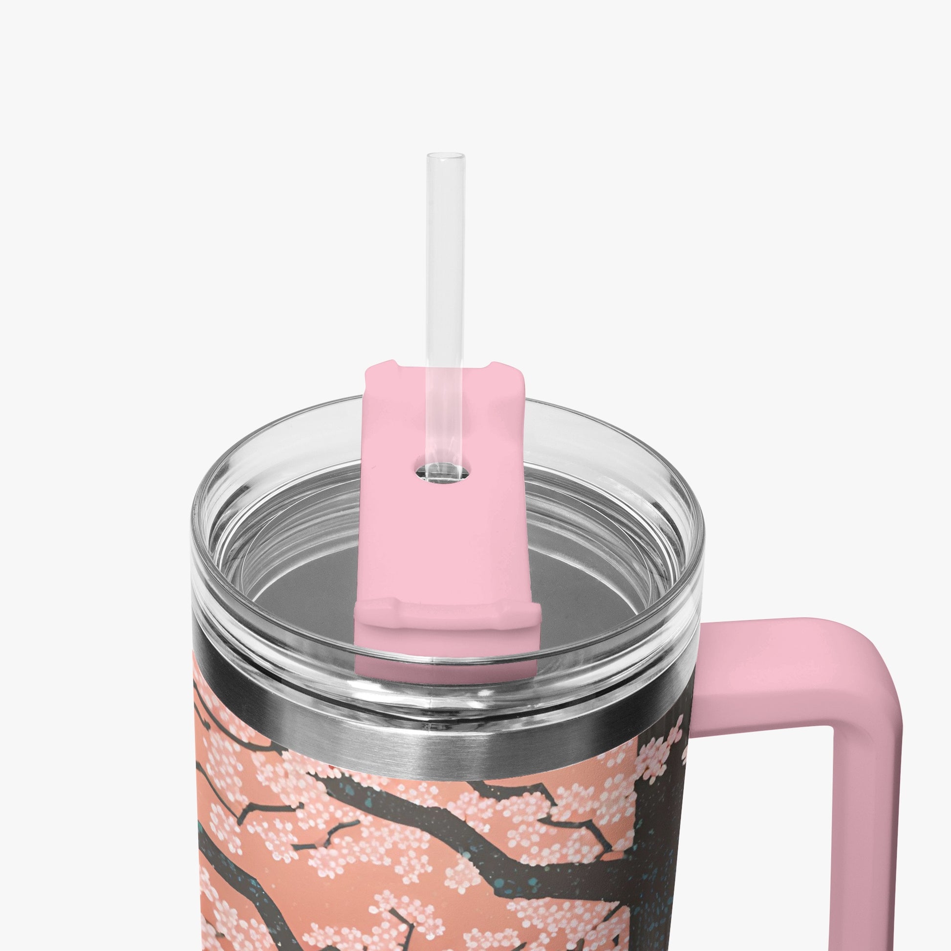 Springtime Serenity Tumbler Cup Pink Handle