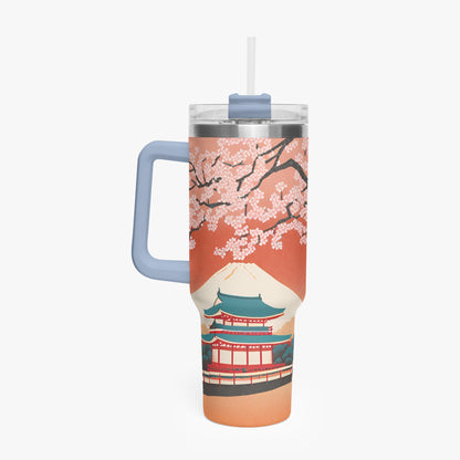 Springtime Serenity Tumbler Cup light blue Handle