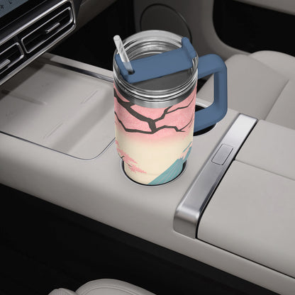 Fuji Dreams Car Tumbler Cup Blue Handle