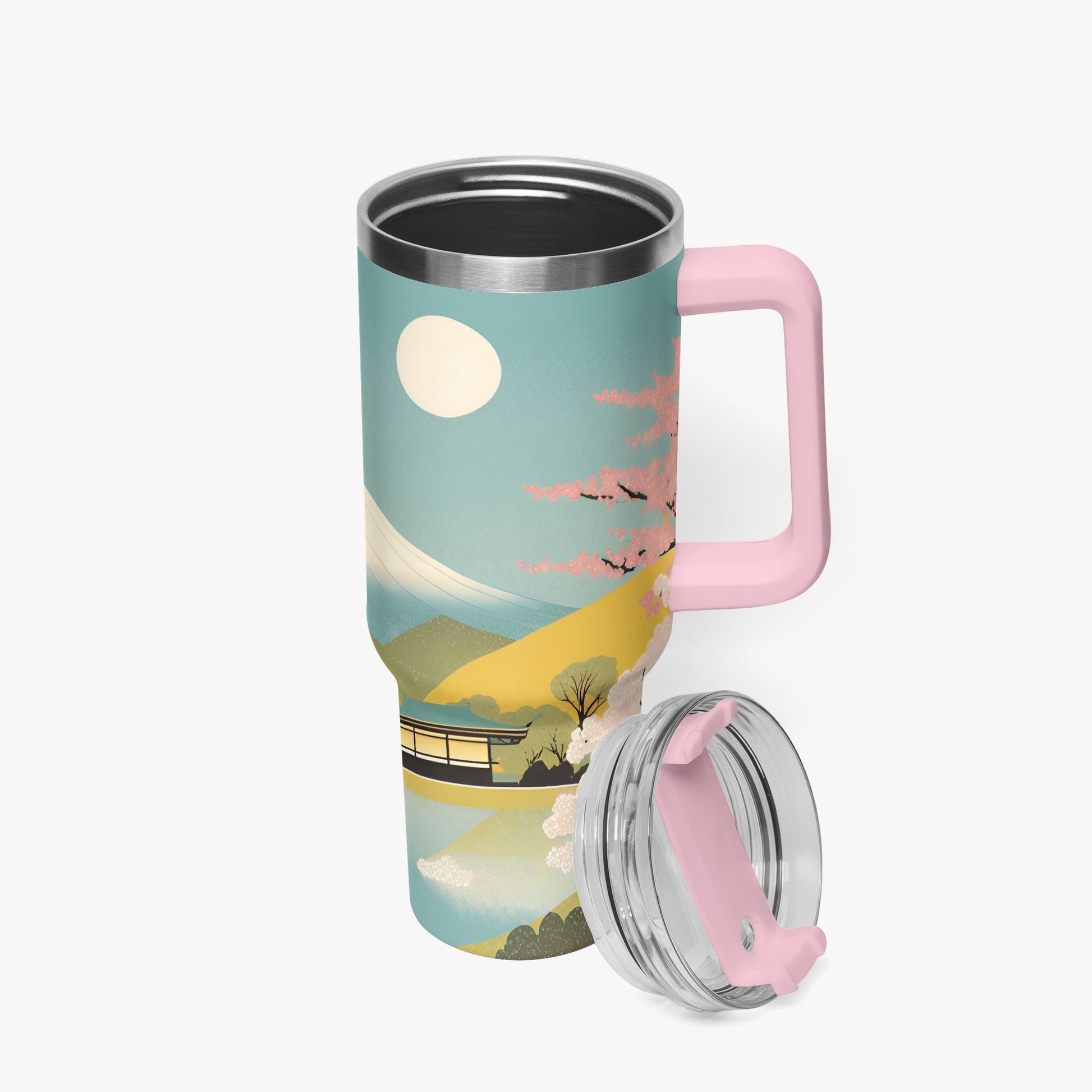 Moonlit Fuji Tumbler Cup Pink Handle