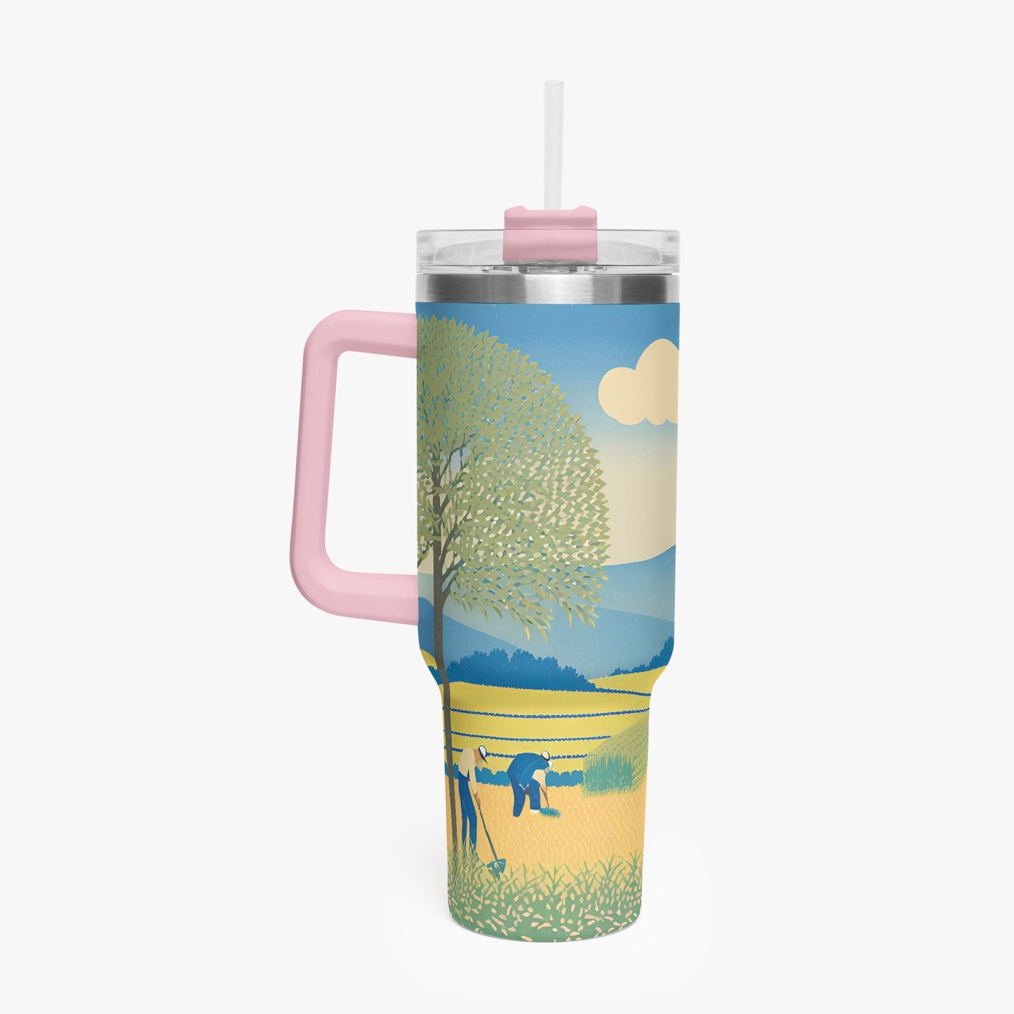 Golden Fields Tumbler Cup Pink Handle