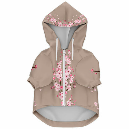 Light Brown Sakura Athletic Dog Zip-Up Hoodie