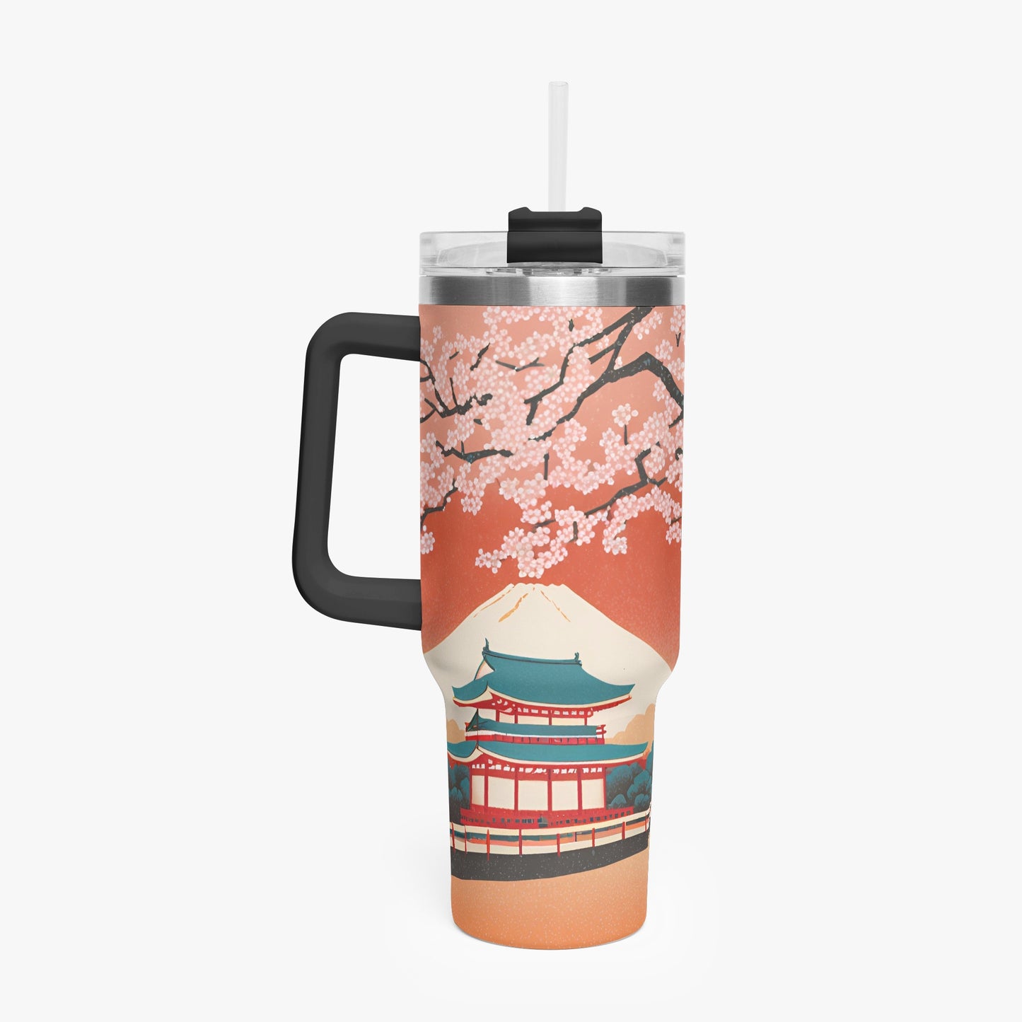 Springtime Serenity Tumbler Cup black Handle