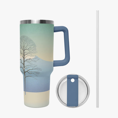 Winter's Solitude Tumbler Cup blue Handle