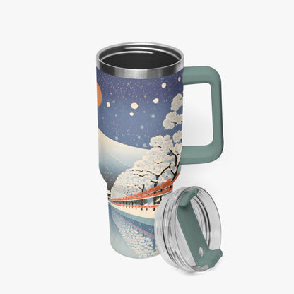 Winter Serenity Tumbler Cup grey green Handle