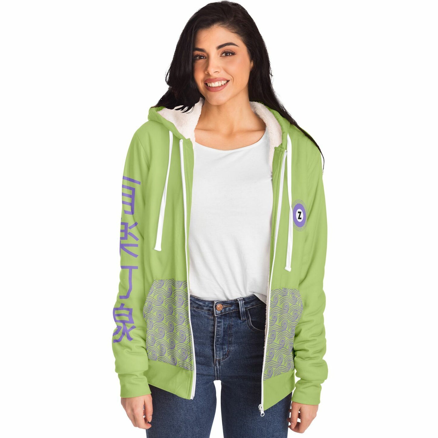 Hanzōmon Line Lime Green and Purple Hoodie Microfleece 