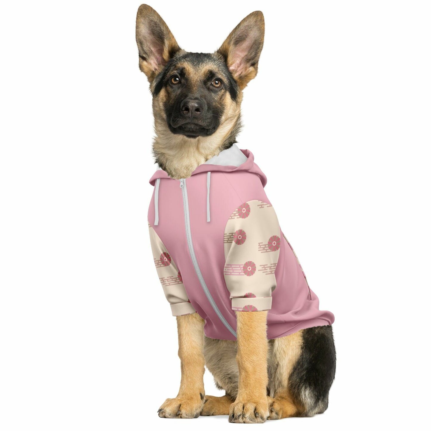 Pink Cherry Blossom Athletic Dog Zip-Up Hoodie