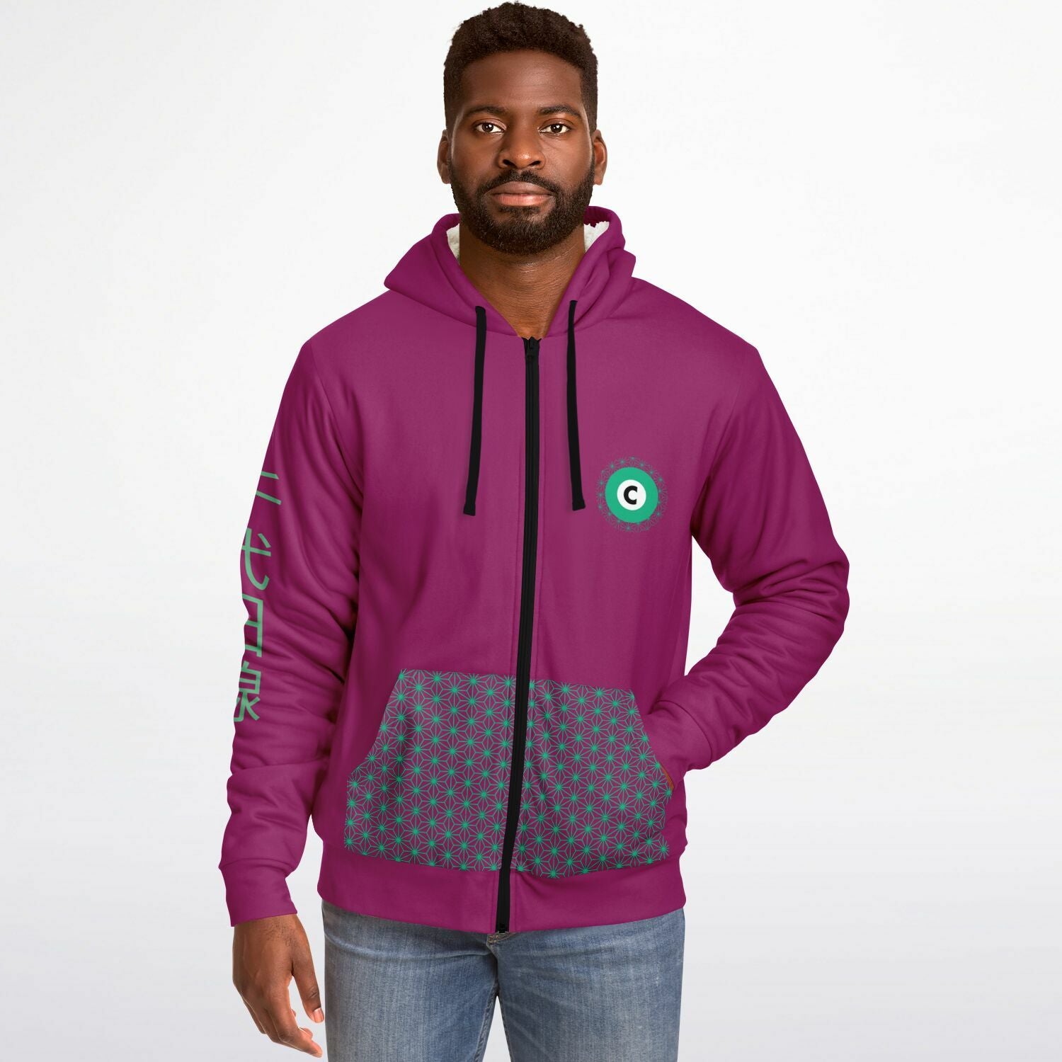 Chiyoda Line Purple and Green Hoodie Microfleece Ziphoodie