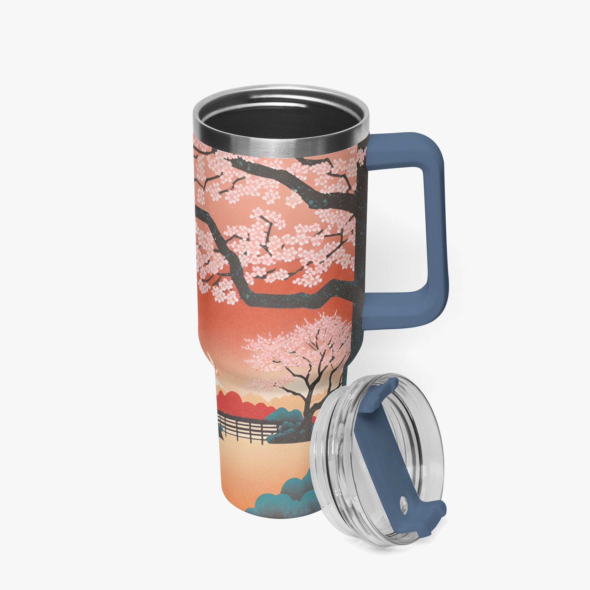 Springtime Serenity Tumbler Cup blue Handle