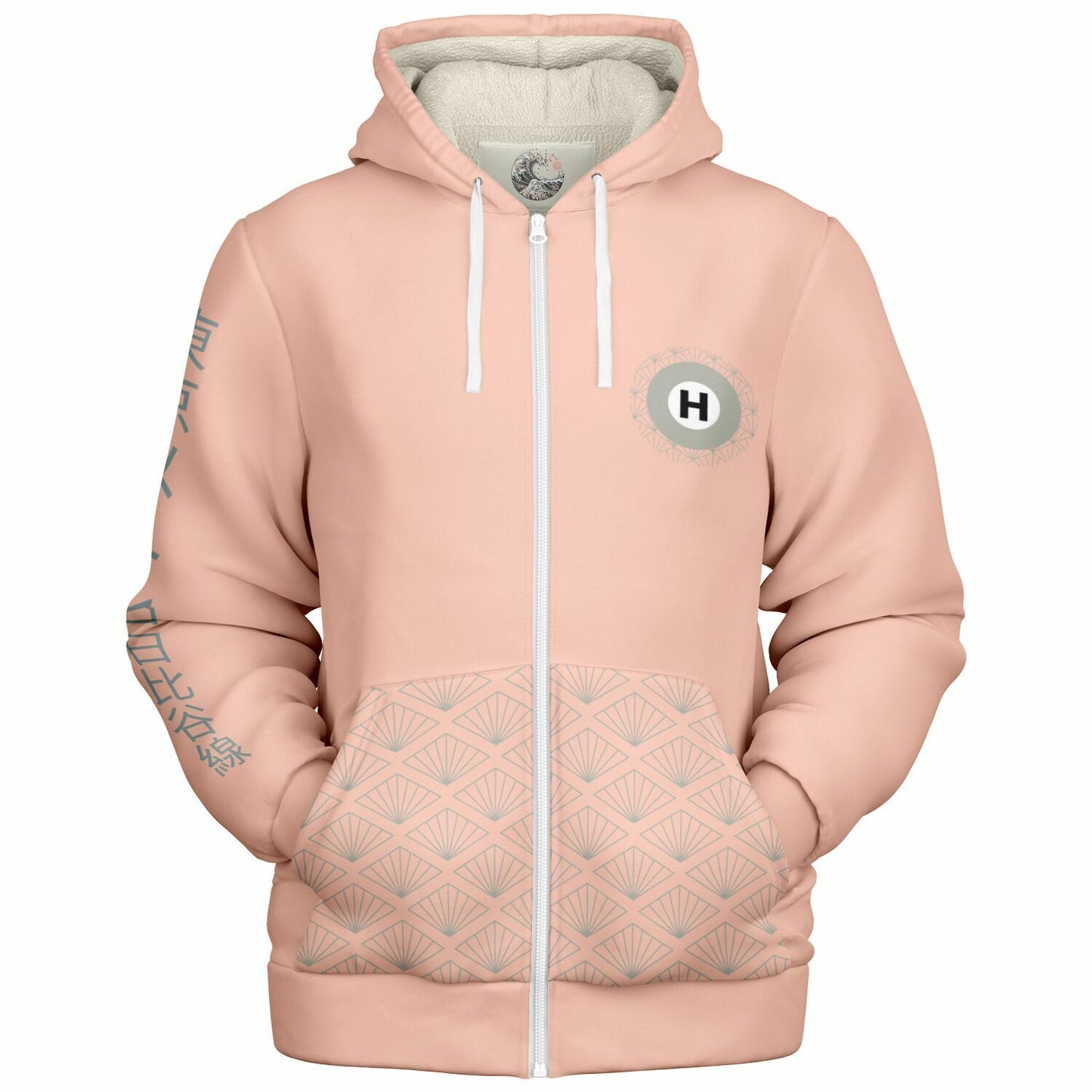 Hibiya Line Pink and Grey Hoodie Microfleece Ziphoodie