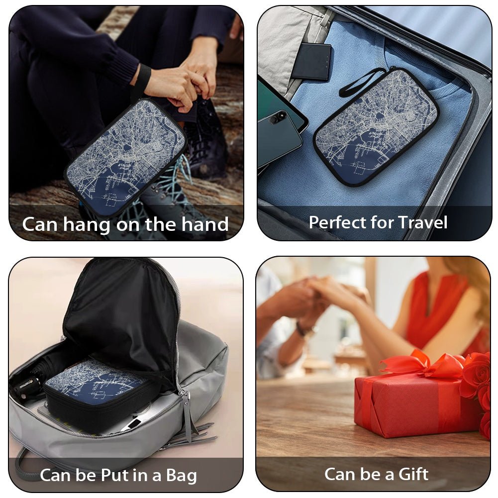 Blue Tokyo City Map Travel Tech Pouch - 