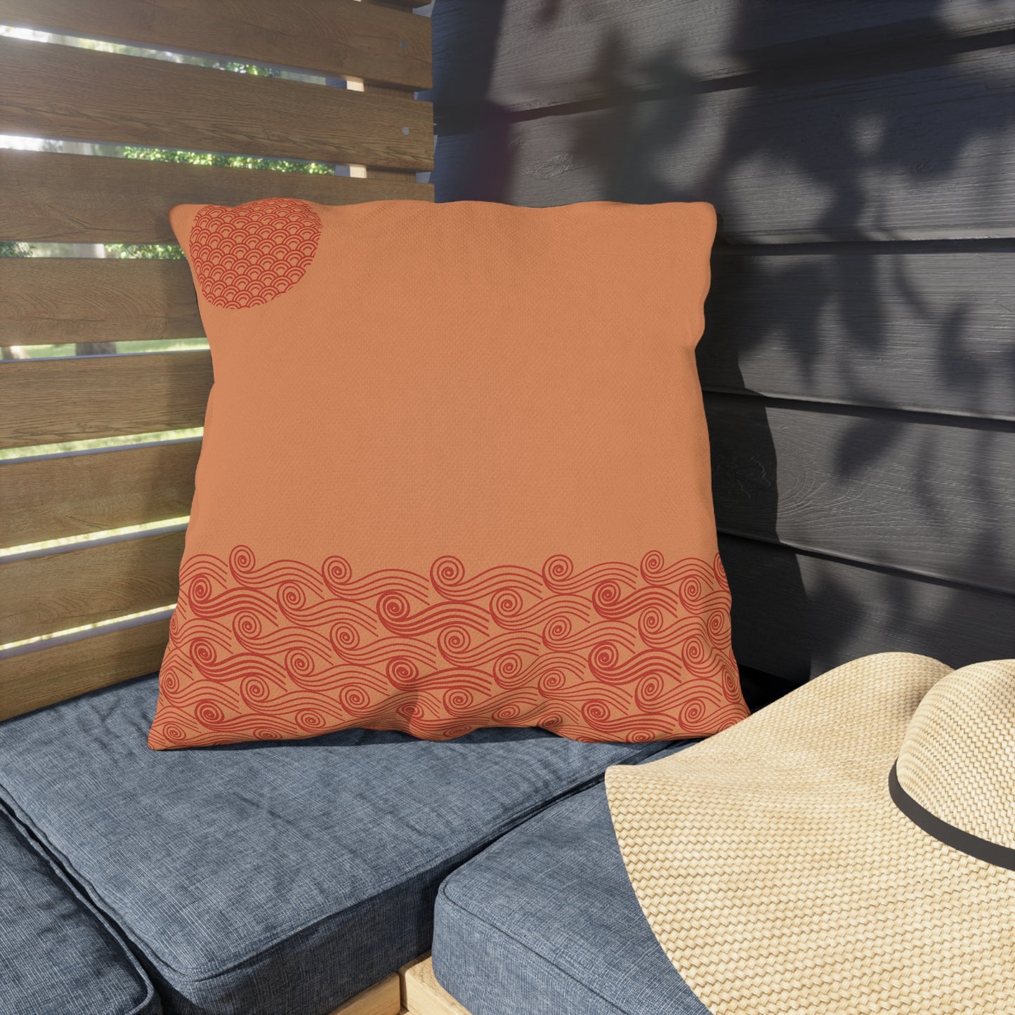 Japanese Sun-Kissed Waves Outdoor Pillows