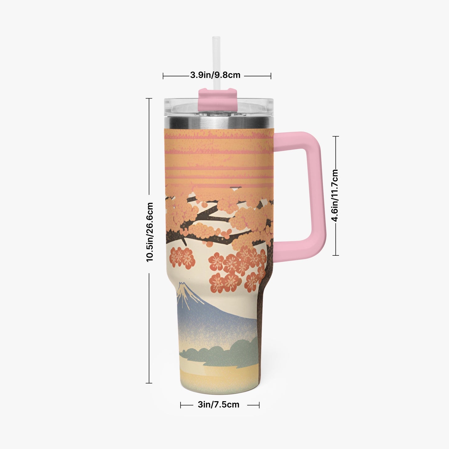 Sakura Sunrise Tumbler Cup Pink Handle