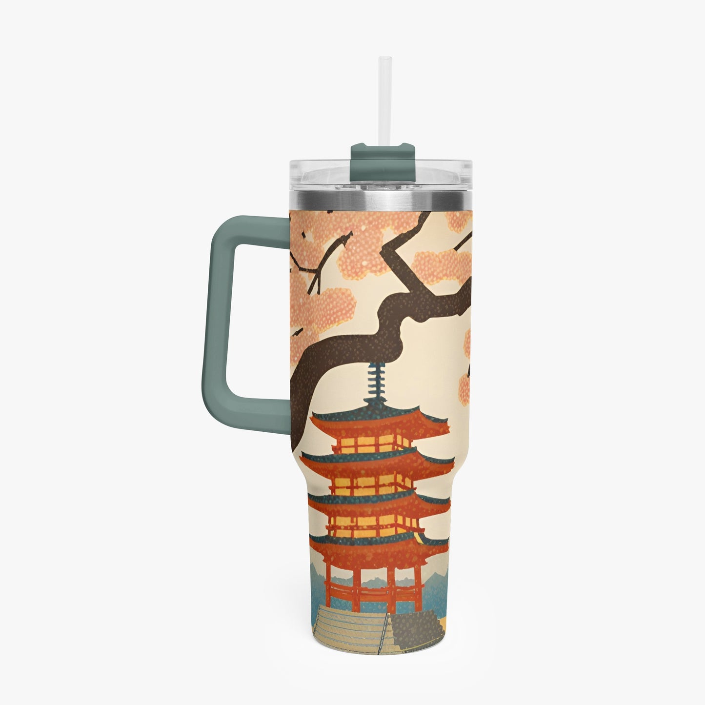 Pagoda Vista Tumbler Cup green/grey Handle