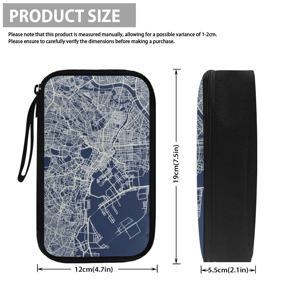 Blue Tokyo City Map Travel Tech Pouch - 
